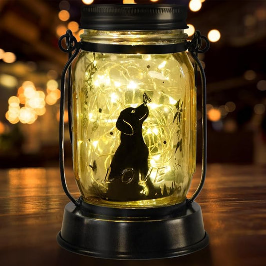 kyoryuger Dog Lover Gifts for Women/Mom/Grandma//Sister, Dog Butterfly Solar Lights Outdoor Hanging Dog Lanterns Fairy Lights, Puppy Decor for Yard Lawn Garden Patio