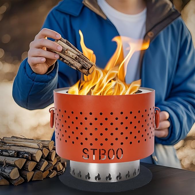 Tabletop Fire Pit - Low Smoke Pellet Table Top Firepit with Ash Tray | Indoor&Outdoor Mini Portable Personal Fireplace | Small Smores Firepit for Patio, Camping,Porch, Balcony,7.8inch Red - Image 4