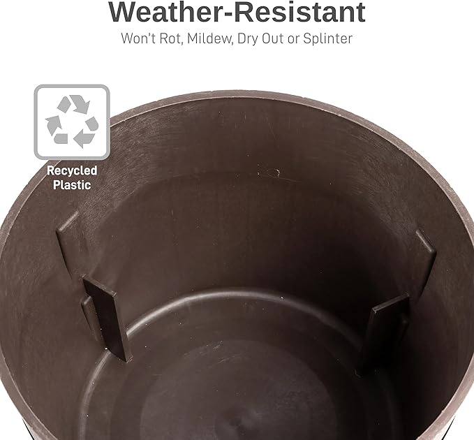RTS Home Accents Better Barrel Heavy Duty 24” Planter with Rusting Steel Bands, Walnut Color