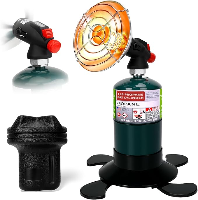 Portable Propane Heater for Camping, Cordless Outdoor Heater with Foldable Tank Holder Small Gas Heaters, Adjustable Radiant Camping Heaters for Tents, Patio, Winter Hiking, Ice Fishing & Hunting