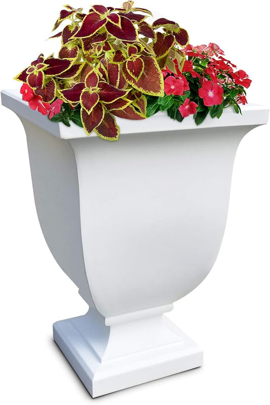 Mayne Augusta 26-Inch Tall Planter – Self-Watering, Weather-Resistant Planter for Flowers – Durable Indoor/Outdoor Design for Patio, Porch, or Entryway