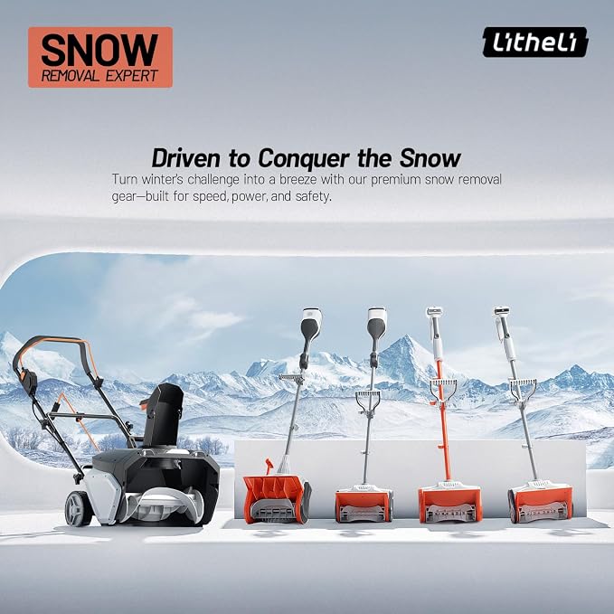 Litheli 20V Cordless Snow Shovel, 13-Inch Battery-Powered Snow Blower with 4.0Ah Battery, Easy to Use Snow Removal for Driveways, Sidewalks, Decks & Patios - Image 8