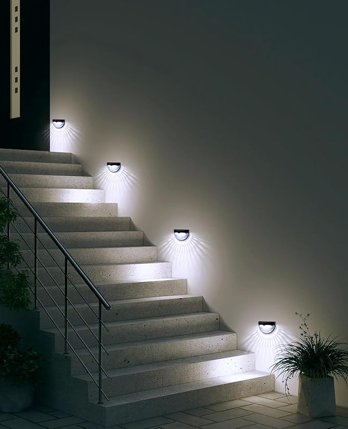 OTHWAY Solar Fence Post Lights Wall Mount Decorative Deck Lighting (Black, 4 Packs)