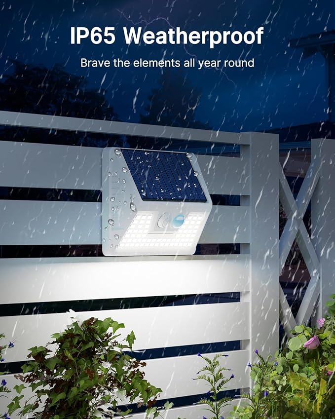 12Pack White Solar Lights Outdoor Motion Sensor, 6000K Cool Light/3 Lighting Modes, IP65 Waterproof Solar Powered Wall Lights Outside for Garden Fence Backyard Deck Driveway