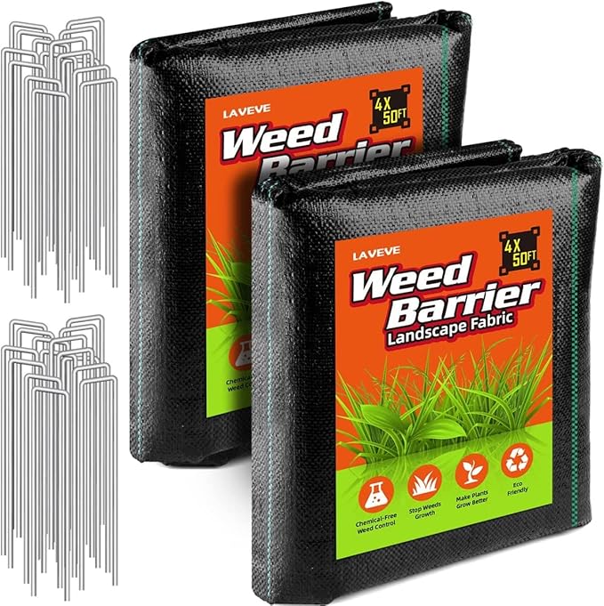 LAVEVE 4FT x 100FT Weed Barrier Landscape Fabric, 3.2oz Premium Heavy Duty Garden Cloth, Ground Cover for Gardening, Farming by LAVEVE