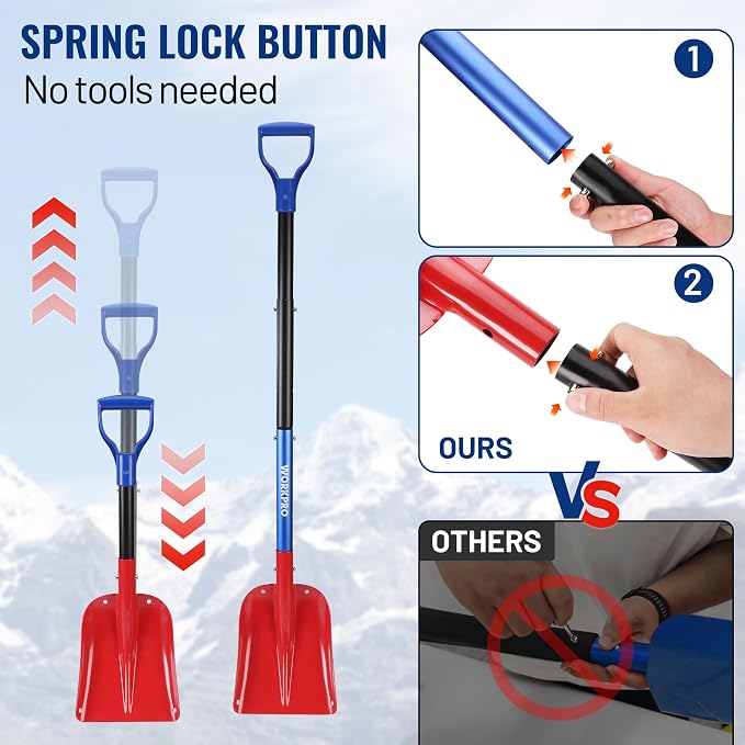 WORKPRO 3-Piece Snow Removal Kit, 47" Detachable Snow Shovel, 27" 2-in-1 Ice Scraper & Snow Brush Tool, Separate Snow Scraper for Car, Truck, Driveway, and Winter Conditions, Storage Bag Included - Image 6