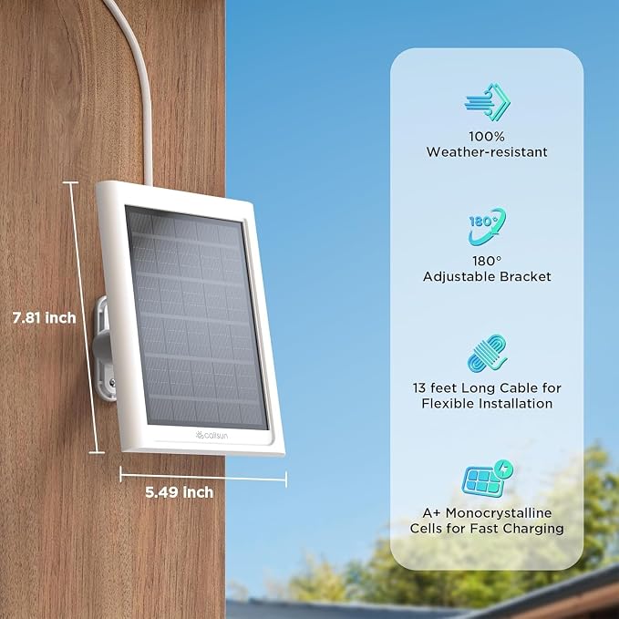 Solar Panel for Ring Camera, 3 Pack Solar Charger Compatible with Ring Stick Up and Spotlight Plus/Pro Outdoor Cam Battery, IP68 Waterproof 13ft Cable with Ring Barrel Plug to USB-C Adapter - Image 9