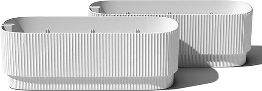Veradek Demi Series Long Planter for Porch, Patio, Backyard | Durable Plastic-Stone Composite Material | Modern Décor for Shrubs, Flowers