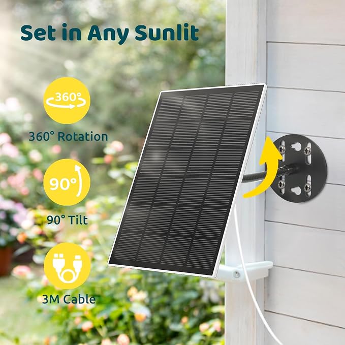 NETVUE Solar Panel for Bird Feeder Camera only, Type-C Charger, IP65 Waterproof for Outdoors, 3W Continuously Power Supply, 360° Swivel Bracket - Image 2