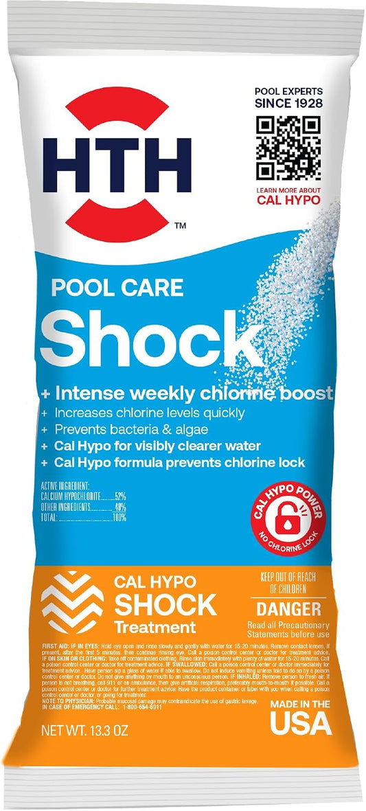 HTH 52031 Swimming Pool Care Shock, Swimming Pool Chlorinator Boosts Chlorine Levels, Cal Hypo Formula, 13.3oz (1 Pack) by HTH