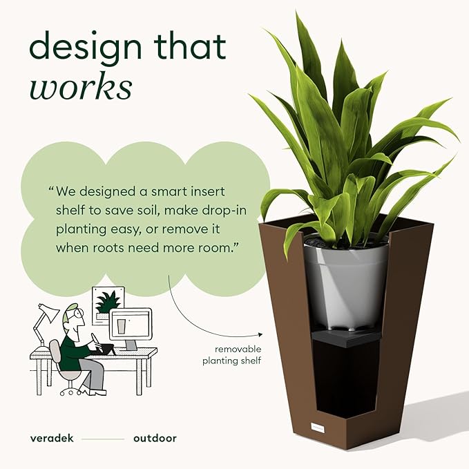 Veradek V-Resin Indoor/Outdoor Taper Planter (26 inch, Espresso)