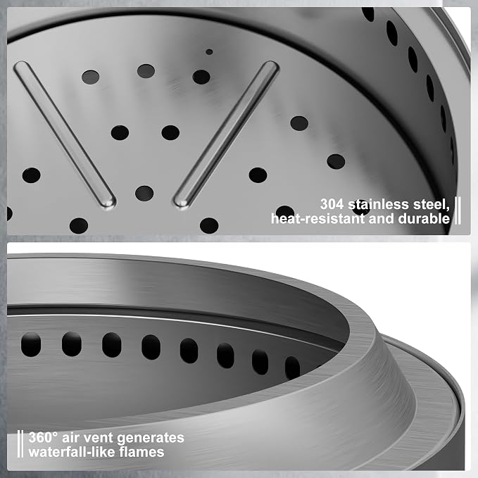 15 Inch Smokeless Fire Pit with Removable Ash Pan, Fire Pits for Outside Wood Burning, Portable Bonfire Outdoor Firepit, Waterproof Bag & Poker Included, Stainless Steel, Camping Backyard - Image 5
