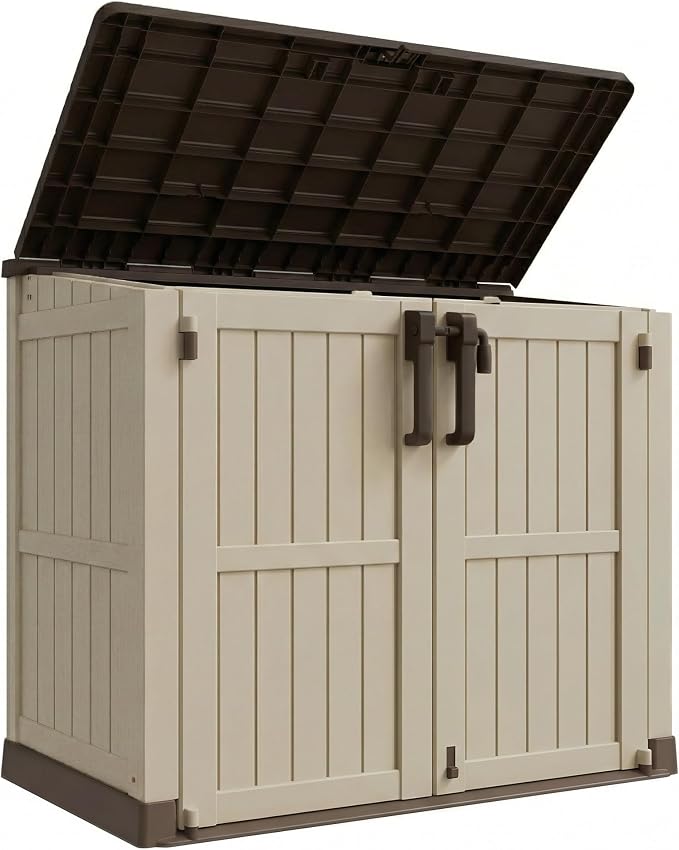 LHBcraft Waterproof Outdoor Storage Box 36 Cu Ft with Lockable Doors, Portable Horizontal Resin Storage Cabinet, Outdoor Storage Shed for Backyards, Easy to Assemble by LHBcraft-US