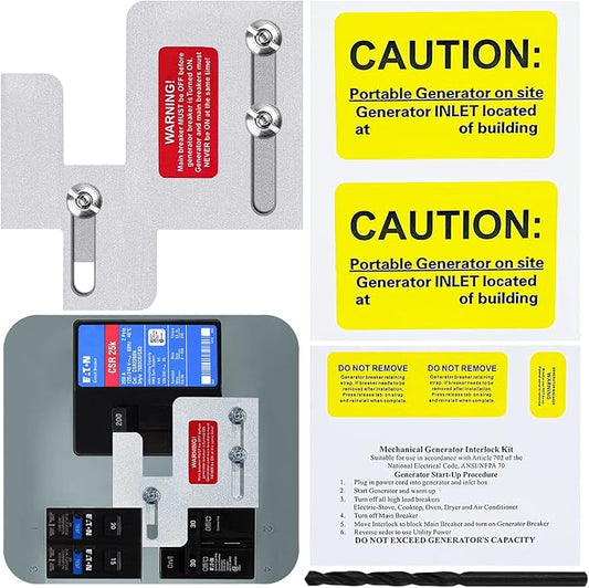 Generator Interlock Kit Compatible with Eaton Cutler Hammer BR SERIES 150 and 200 amp Panels, Generator Horizontal Electrical Interlock Kit, 1 1/4-1 7/16 inches Spacing Between Main and Branch Breaker by EXCELFU