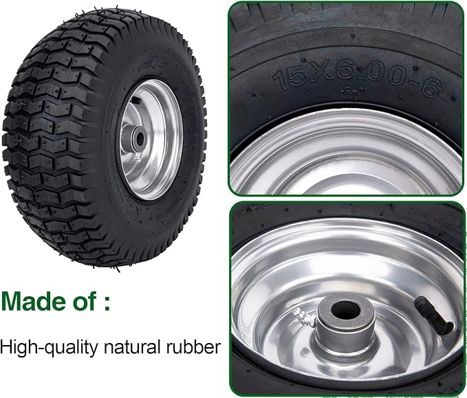 15x6.00-6 Lawn Mower Tire and Wheel Front Tire Compatible with John Deere Craftsman Husqvarna Riding Mowers Lawn Tractors - Image 5
