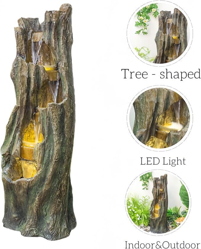 Waterfall Fountain for Outdoor Gardens and Patio Backyards – Includes Energy-Efficient LED Lights and Easy Setup for Instant Relaxation