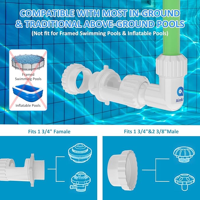 Pool Fountain for Above & Inground Pools – 360° Adjustable Pool Waterfall, Pool Sprinkler Fountain with 4 Spray Modes, Green Glow-in-The-Dark Riser – Swimming Pool Cooler & Pool Accessories