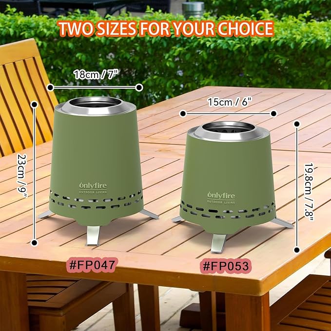 2 in 1 Portable Fire Pit with Pot Bracket & Carry Bag, Camping Stove Smokeless Fireplace for Patio Backyard RV Tailgating, Stainless Steel, Green 9", #FP047 - Image 2