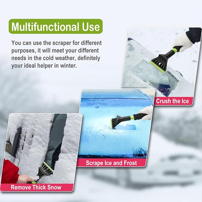 Oversized Ice Scrapers for Car Windshield, Snow Brush Scrapers Car Window Frost Removal with Foam Handle, 4.7Inch Large Soft Blade for SUVs Trucks-Scratch???1pc??? - Image 6
