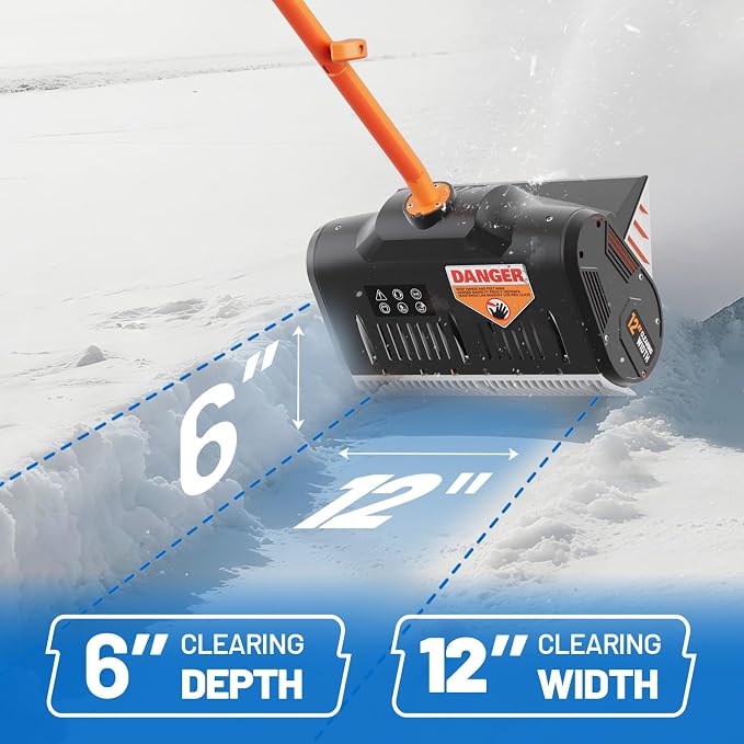 Litheli 20V Cordless Snow Shovel, 12'' Electric Snow Blower with 4 Ah Batteries Included, Lightweight Battery-Powered Snow Thrower for Driveway & Sidewalk - Image 2