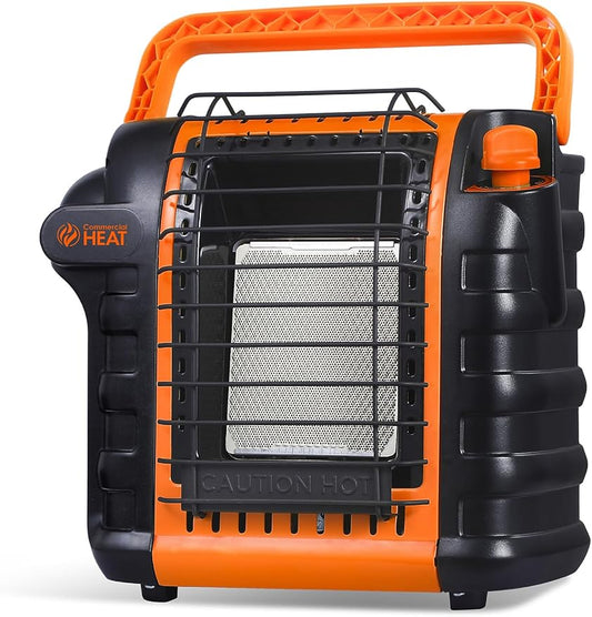 9000 BTU Portable Propane Heater for Outdoor Use, Patio Heater for Up To 300 Sq. Ft., 2 Heat Settings, Swivel Regulator Connects to 1 lb. Propane Tank, CHP9000O, Orange
