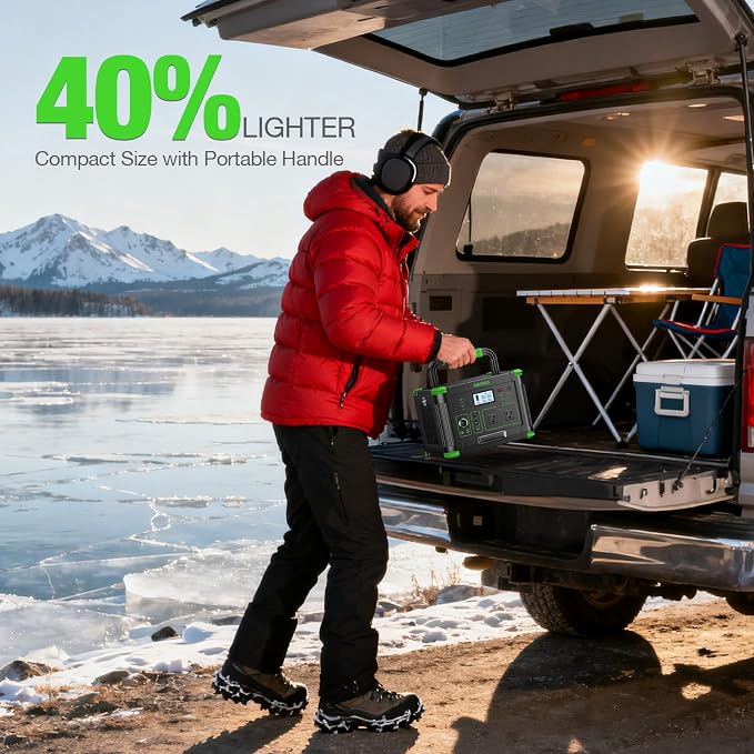 Portable Power Station 1000W (Peak 2000W), 999Wh Solar Generator, 110V Pure Sine Wave AC Outlet with PD 60W USB-C Fast Charging, Outdoor Camping RV Van Home Backup Off-Grid Living - Image 9