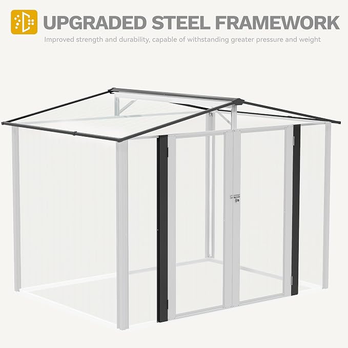 DWVO 8'x6' Large Metal Outdoor Storage Shed, Heavy Duty Tool Storage Sheds for Backyard Patio Lawn - Ideal for Bicycles, Garden Tools, and Lawn Equipment, Easy-to-Assemble, White - Image 6