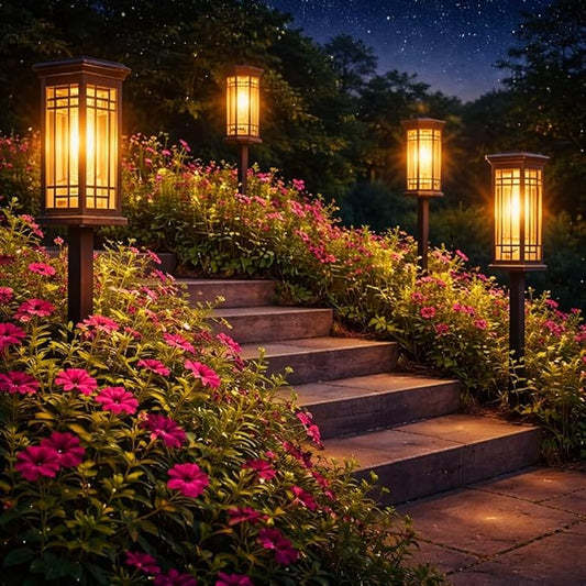 4 Pack Solar Lights Outdoor Waterproof, Bright Solar Pathway Lights with Auto On/Off, Weatherproof Garden Landscape Lighting for Yard Patio Walkway Lawn Decor