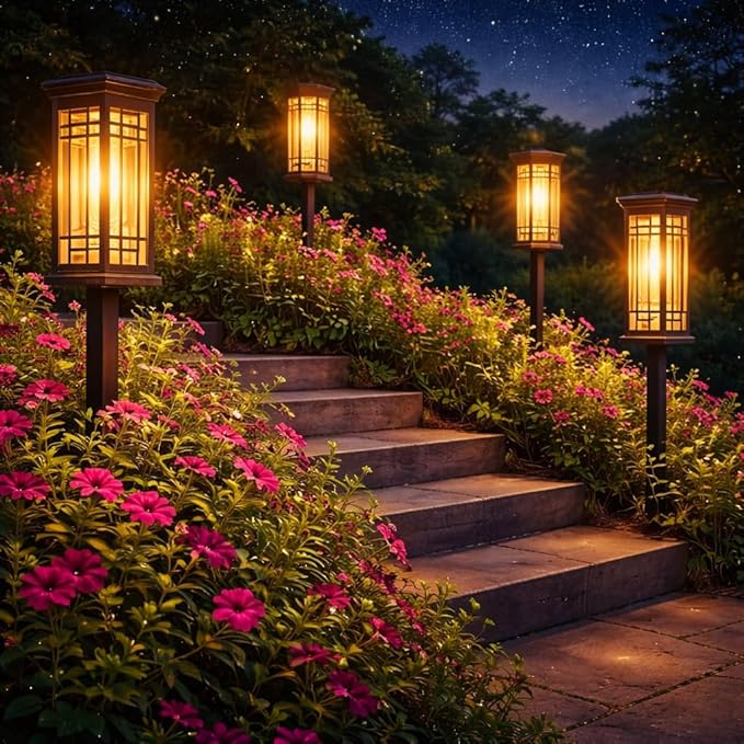 8 Pack Solar Lights Outdoor Waterproof, Bright Solar Pathway Lights with Auto On/Off, Weatherproof Garden Landscape Lighting for Yard Patio Walkway Lawn Decor