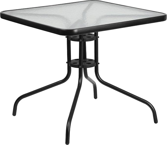 Flash Furniture Barker 31.5" Square Indoor/Outdoor Tempered Glass Metal Frame Side Table by FlashFurniture