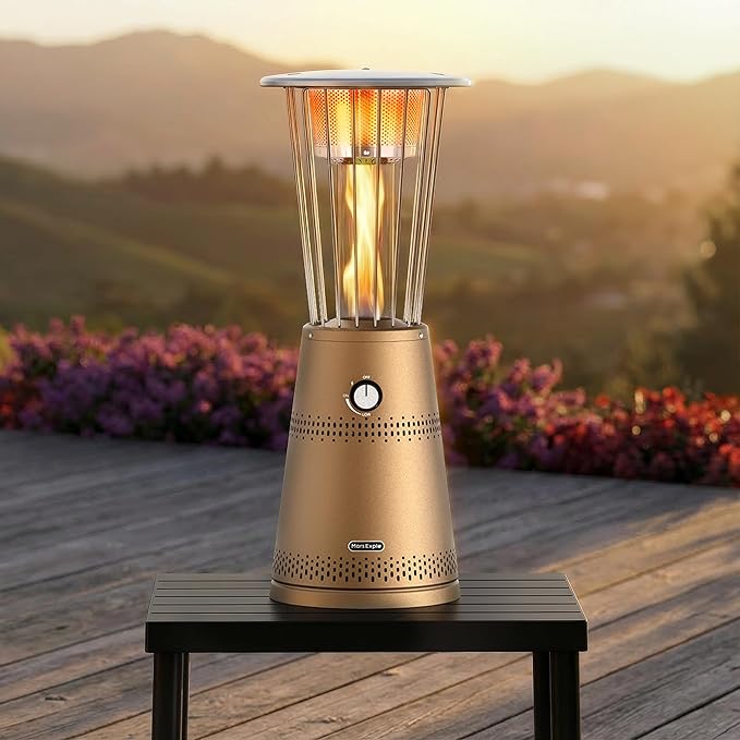 Tabletop Heater Patio Heater, 11,000 BTU Propane Patio Heater for Commercial, Balcony & Porch, Quartz Glass Tube, Portable Small Heater For Outdoor Use,Deep Bronze