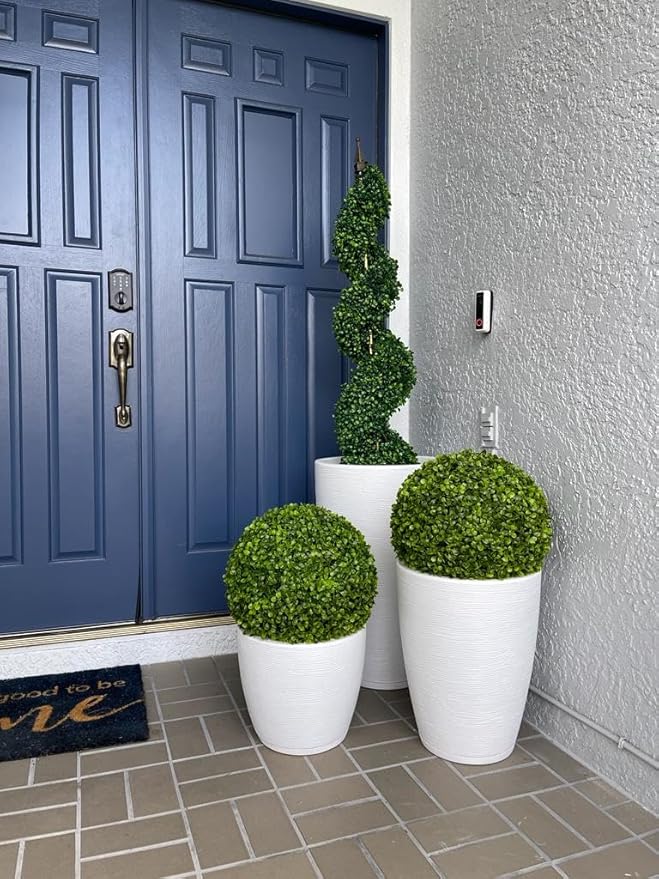 Floridis Planter, Set of 3, Outdoor/Indoor, Plastic Resin (White)