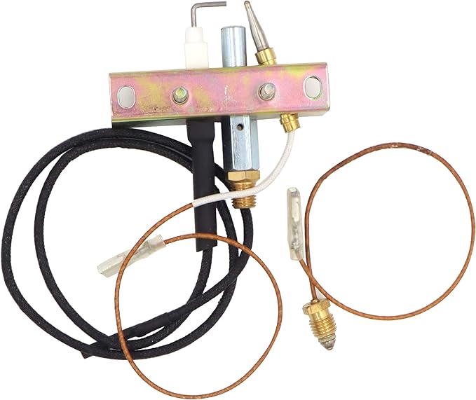 METER STAR Propane Fire Pit Main Control Brass Safety Valve,Gas Room Heater Pilot Burner Assembly Parts Thermocouple Safety Device Ignition Component Pilot Assembly Kit