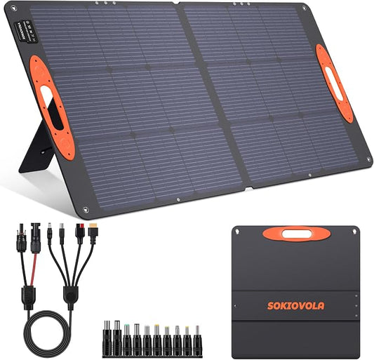 SOKIOVOLA N-Type 16BB 110W Portable Solar Panel for EF/Jackery/Bluetti/Anker Power Station, 25% High Efficiency ETFE Foldable Solar Panel Charger IP68 Waterproof for Outdoor Camping RV by SOKIOVOLA