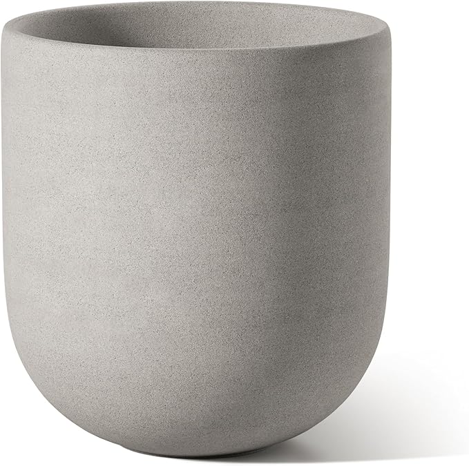 LE TAUCI 6 Inch Plant Pot, Ceramic Pot with Drainage Hole & Rubber Plug, Indoor Planter for Herbs & Small Houseplants, Cylinder Planter for Home Office, Neutral Gray
