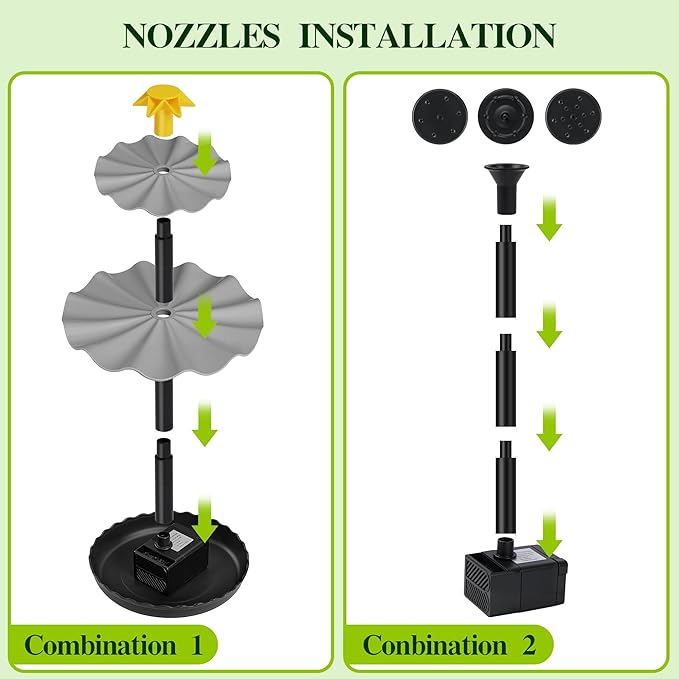 Solar Water Fountain Upgrade Solar Panel Water Fountain Adjustable Water Flow 2.8W 9V Solar Powered Water Pump for Water Feature Small Pond