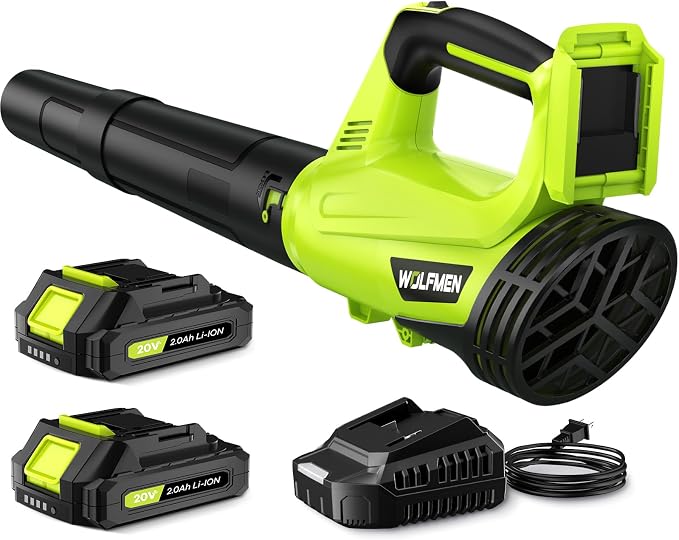 Leaf Blower, Electric Cordless Leaf Blower with 2 Batteries and Charger, 2 Speed Mode, Lightweight Cordless Blower for Blowing Leaves, Patio Cleaning, Blowers for Lawn Care and Dust by LEAFBLOWER