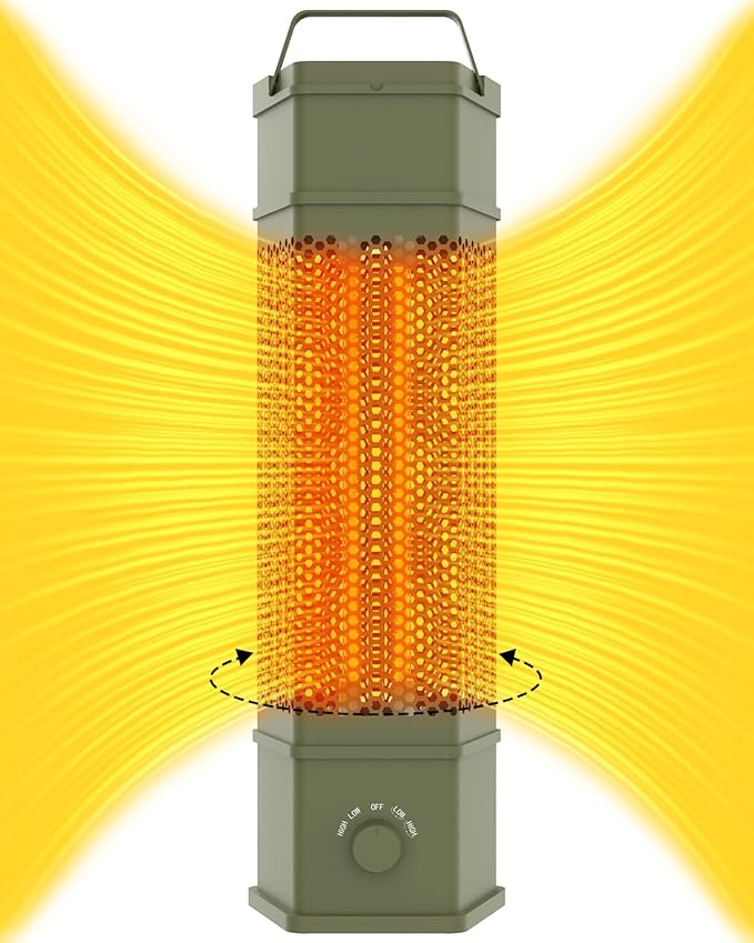 Electric Patio Heater Outdoor Indoor Use, 360°All-round Heating, 1500W Infrared Tower Heater, Tip-Over & Overheat Protection Portable Space Heater for Large Room, Backyard, Home
