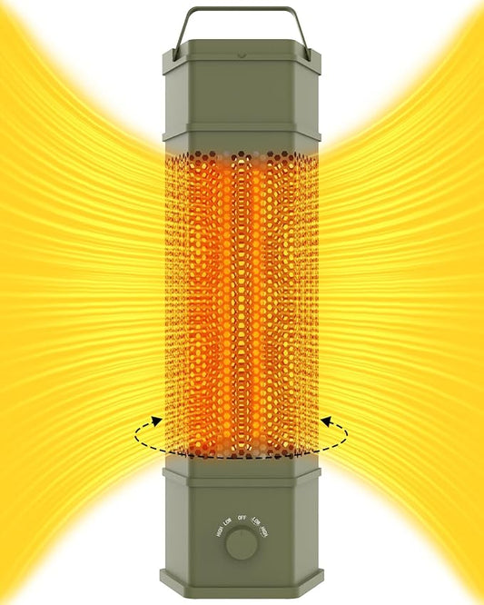 Electric Patio Heater Outdoor Indoor Use, 360°All-round Heating, 1500W Infrared Tower Heater, Tip-Over & Overheat Protection Portable Space Heater for Large Room, Backyard, Home