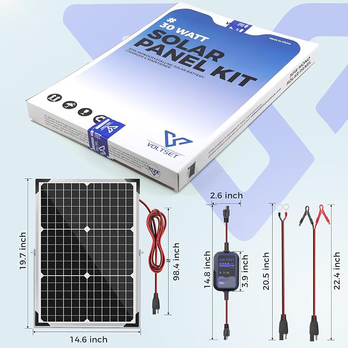 Voltset Solar Panel Kit 30W 12V with MPPT Controller, Solar Battery Trickle Charger Maintainer, Waterproof Solar Panel with Adjustable Mount Bracket for Boat RV Motorcycle Marine - Image 6