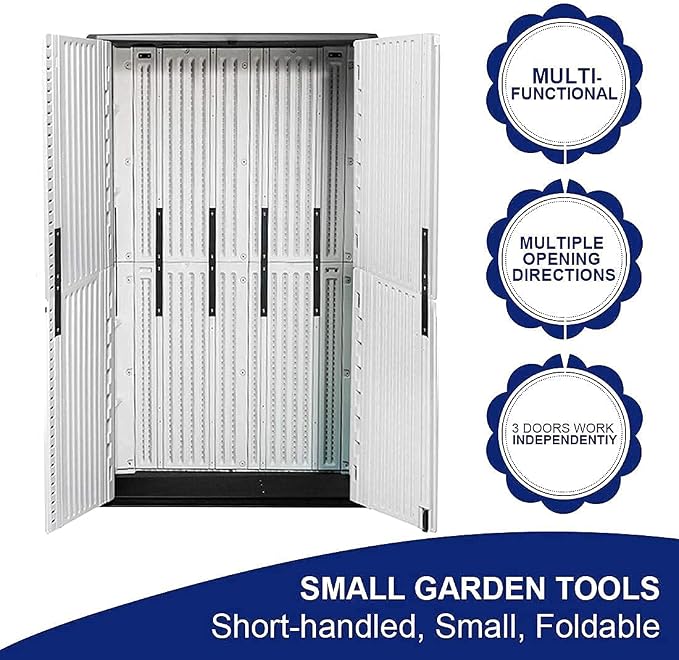 Kinying Outdoor Storage Cabinet, Vertical Storage Shed Perfect to Store Patio Furniture, Garden Tools Accessories,Bike,Beach Chairs and Lawn Mower, 4x2.5 Feet off-white-02B - Image 9