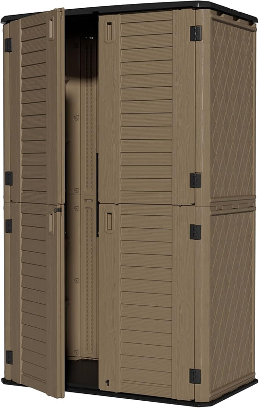 ZZM Large 67 Cu.ft Waterproof Storage Shed, Outdoor Storage Cabinet，Durable Resin Sheds for Patio Furniture, Garden Tools, Pool Accessories, Mower Storage (Coffee) by ZZM