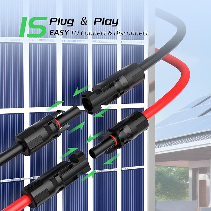 20Feet 8AWG Solar Panel Extension Cable, Bateria Power 8 Gauge 8mm² PV Wire with Female & Male Waterproof Connectors for RV, Photovoltaic Systems, Set of 2 - Image 6