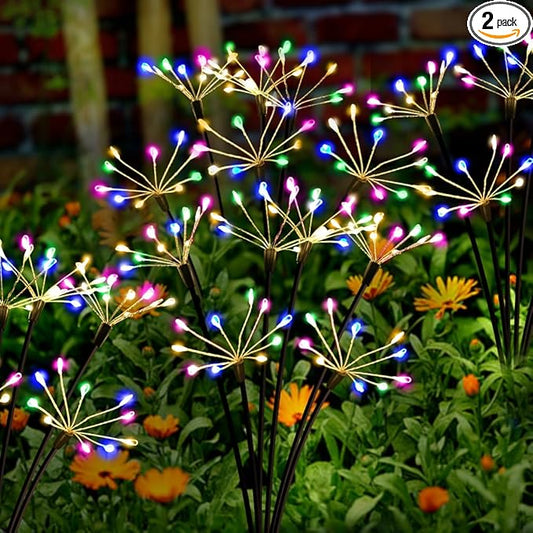 Kwaiffeo Solar Garden Lights Outdoor Waterproof Decorative Solar Lights for Outside 2 Pack with120 LED Swaying Fairy Firework Light Yard Garden Decor, Gifts for Mother's Day Mom Grandma Women