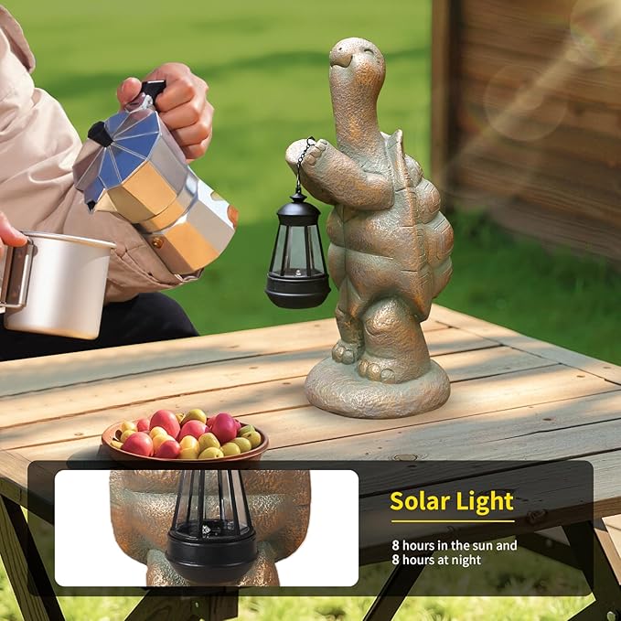 Solar Turtle Outdoor Large Garden Decor Statues 17in Tortoise Light Lantern for Yard,Patio,Balcony,Housewarming Birthday Gifts Mom Grandma Women