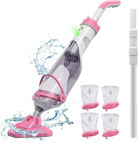 Enhulk Pool Vacuum for Above Ground Pool with a Telescopic Pole, Running time up to 1H, Handheld Rechargeable Pool Cleaner with Powerful Suction up to 18.5 GPM, Ideal for Leaves & Debris, PC10 Pro by Enhulk