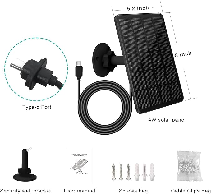 Solar Panel for Blink Camera Outdoor, Solar Panel 4W Compatible with Blink Outdoor 4 (4th Gen) Camera, Solar Charger for Camera with 13.12Ft Outdoor Power Cable, 360° Adjustable Mount, 3 Pack - Image 7