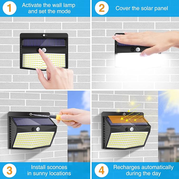 Solar Outdoor Lights, [138 LED/15 Packs] Solar Motion Sensor Security Lights with 3 Lighting Modes Wall Lights Waterproof Solar Powered Lights for Garden Fence Yard Deck Garage