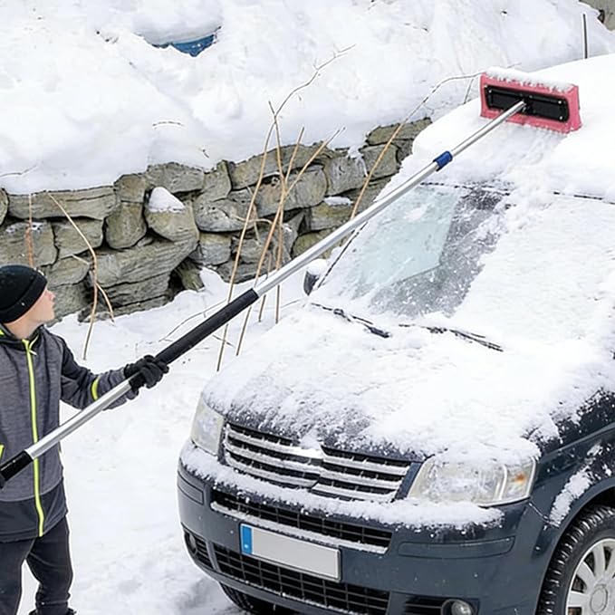 Foam Snow Pusher, Snow Roof Rake, Roof Snow Removal Tool with Wide Head, Lightweight No Scratch Foam Snow Broom, Foam Snow Brush for Roof Vehicle Garage Lawn Backyard Outdoor Driveway - Head Only - Image 3