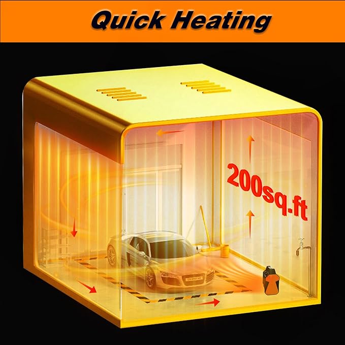 Buyplus Outdoor Heater, 1500W Patio Heater for Garage, Portable Electric Space Heaters with Overheat Tip-Over Protection, PTC Ceramic Space Heaters for Garage, Greenhouse, Indoor Outdoor Use,Yellow